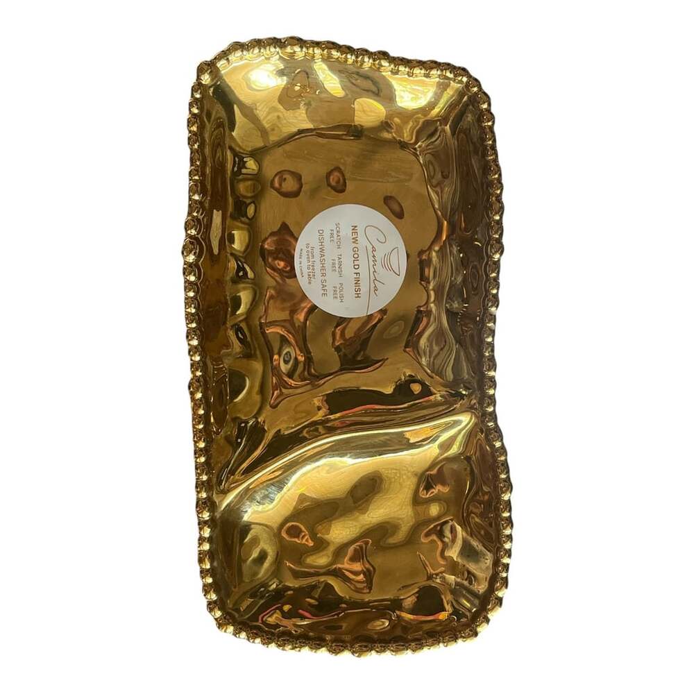 Camila New Gold Finish Divided Serving Tray Platter